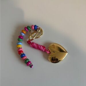 Baublebar  Colorful Beaded handbag charm or keychain  with Gold Heart Charm